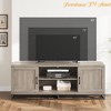 TV Stand for 75inch, Farmhouse Entertainment Center with Sturdy Metal Leg & 2 Open Shelves, Wooden TV & Media Console Cabinet - 4 of 4