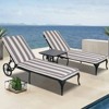 DOMETOUR 2PCS Set Outdoor Lounge Chair Cushion Replacement Patio Funiture Seat Cushion Chaise Lounge Cushion-Grey/white - 3 of 4