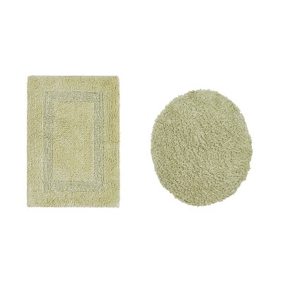 Lux Premium 100% Cotton Tufted Solid Reversible 2 PC Bath Rug Set – Ultra-Soft, Water-Absorbent, Durable, Machine Washable Bathroom Rug