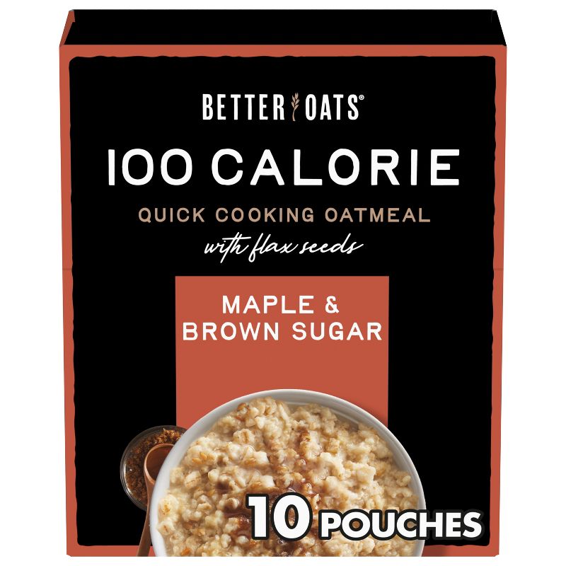 Better Oats 100 Calories Maple & Brown Sugar Whole Grain Instant Oatmeal with Flax - 10ct, 1 of 11