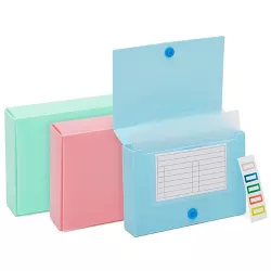 Okuna Outpost 3 Pack Plastic Index Card Holder, 3 Assorted Colors (3 x 5)
