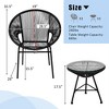 Costway 3PCS Patio Acapulco Furniture Bistro Set Plastic Rope Glass Table Black/Gray/Turquoise/White - image 4 of 4