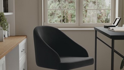 Black Velvet and Polished Nickel Swivel Office Chair