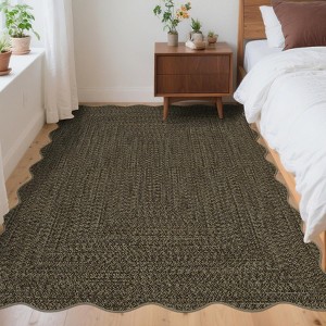 Coucheta Washable Braided Area Rug, Vintage Scalloped Design, Non-Slip Low Pile Indoor Carpet for Living & Dining Room, Bedroom, Office & Nursery - 1 of 4