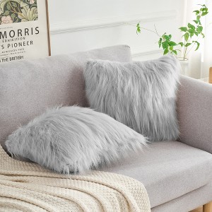 Unique Bargains Plush Decorative Solid Throw Modern Bedroom Pillow Covers 2 Pcs - 1 of 4