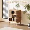 Garvee 3 Drawer Dresser, Chest of Drawers for Bedroom, Mid Century Modern Nightstand, Spacious Storage Wicker Dresser for Closet, Hallway, Natural - 3 of 4