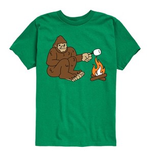 Boys' - Instant Message - Camping Sasquatch Roasting Marshmallow Short Sleeve Graphic T-Shirt - 1 of 4