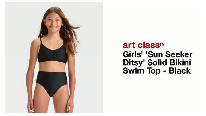 Girls' 'Sun Seeker Ditsy' Solid Bikini Swim Top - art class™ Black, 2 of 5, play video