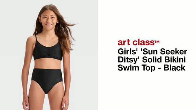 Girls' 'Sun Seeker Ditsy' Solid Bikini Swim Top - art class™ Black, 2 of 5, play video