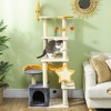 PawHut Cat Tree, 63 Inch Moon and Star Themed Cat Tower with Scratching Post, Hammock, Condo, Bed, Scratching Board & Cat Toys, Beige - 3 of 4