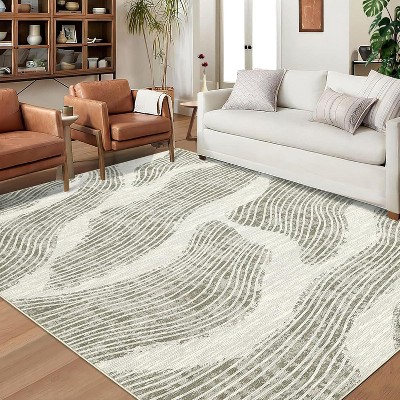 Soft Faux Wool Modern Area Rug | Non-Slip Low Pile Washable & Non-Shedding | For Living Room, Bedroom, Nursery, Dorm