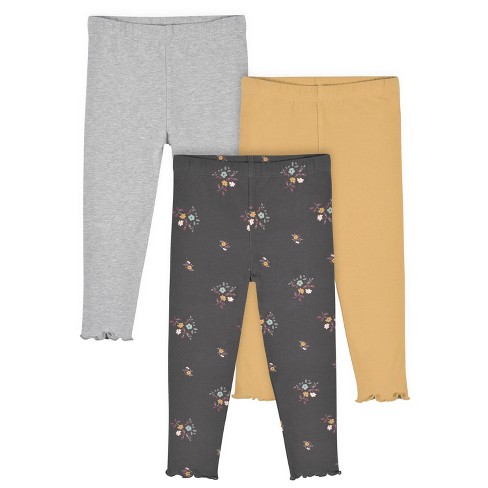 Gerber Baby Girls' Leggings - Mustard & Plum Floral - 4t - 3-pack : Target