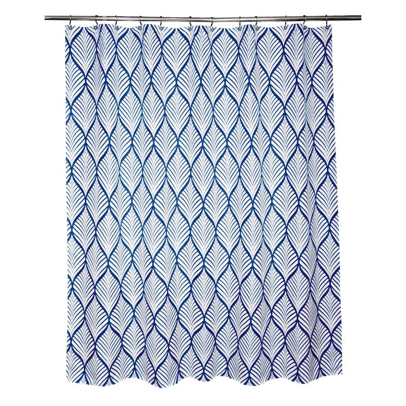 Deco Leaf Shower Curtain Navy/White - Moda at Home, 4 of 5