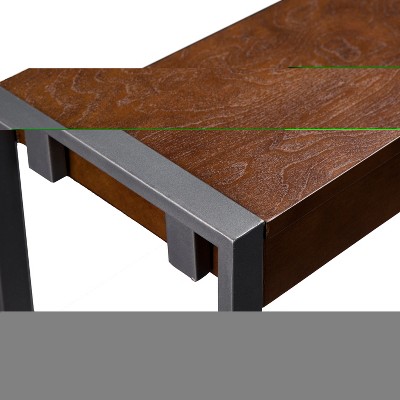 Macen 54" Tobacco and Gunmetal Console Table with Storage