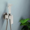 Cobbe Wall Mounted Adjustable Temperature Handheld Bidet Sprayer for Toilet Bathroom Toilet Bidet Attachment Set for Hygienic Cleaning Brushed Nickel - 2 of 4