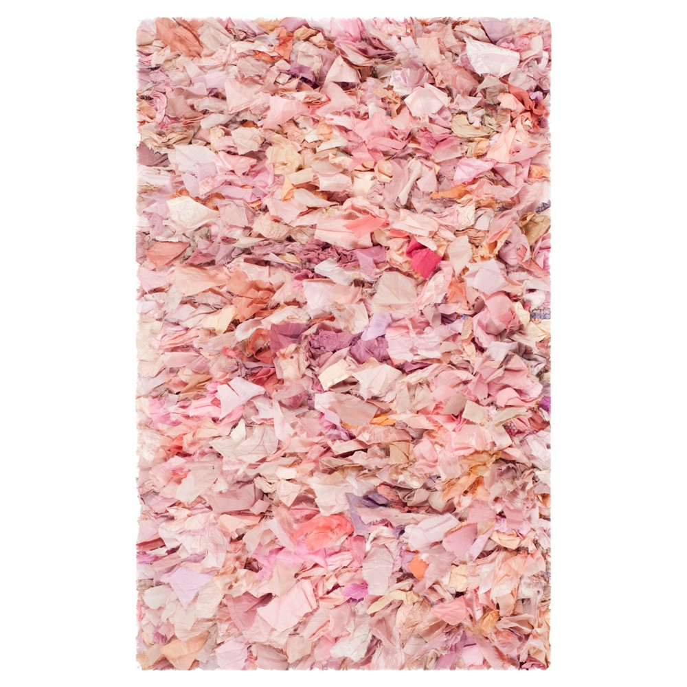 Ivory/Pink Solid Tufted Accent Rug