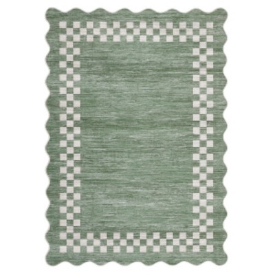 COZONY Scalloped Geometric Area Rug, Washable Stain Resistant Carpet for Dining Room Home Office Family Room