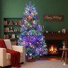 7.4FT Silver Pre-Lit Christmas Tree, 1200 Tips, 400LED Lights, 11Modes, Hinged Full Design with Metal Stand, Ideal Indoor & Outdoor Holiday Decoration - 3 of 4