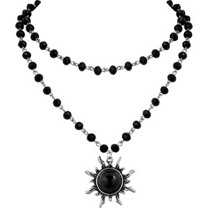 Summit Adventure Gothic Sun Choker Necklace – Black Bead Emo Grunge Jewelry, Goth Halloween Christmas Gift for Women - 1 of 4