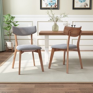 Set of 2 Mid-Century Dining Chairs, Wooden Upholstered Accent Chair -ModernLuxe - 1 of 4
