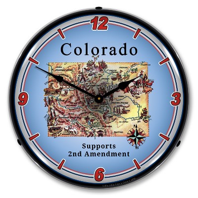Collectable Sign & Clock | Colorado Supports the 2nd Amendment LED Wall Clock Retro/Vintage, Lighted