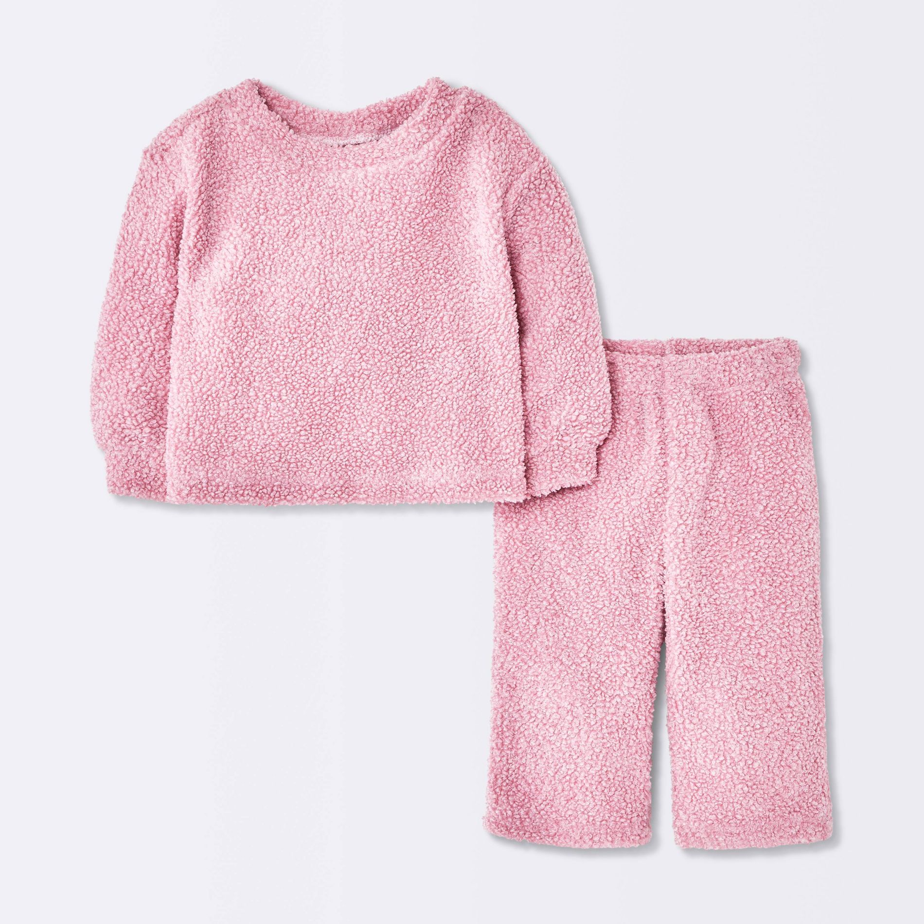 Baby Girls' 2pc Cozy Boucle Sweatshirt and Pants Set - Cloud Island™ Pink 12M