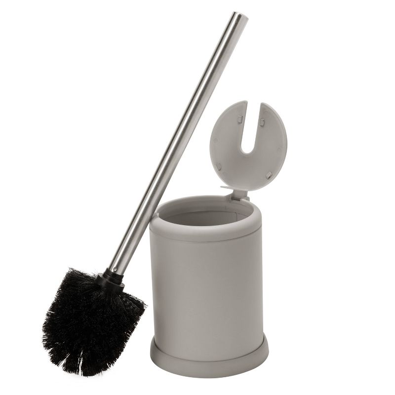 Toilet Brush with Closing Lid Gray - Bath Bliss, 1 of 8