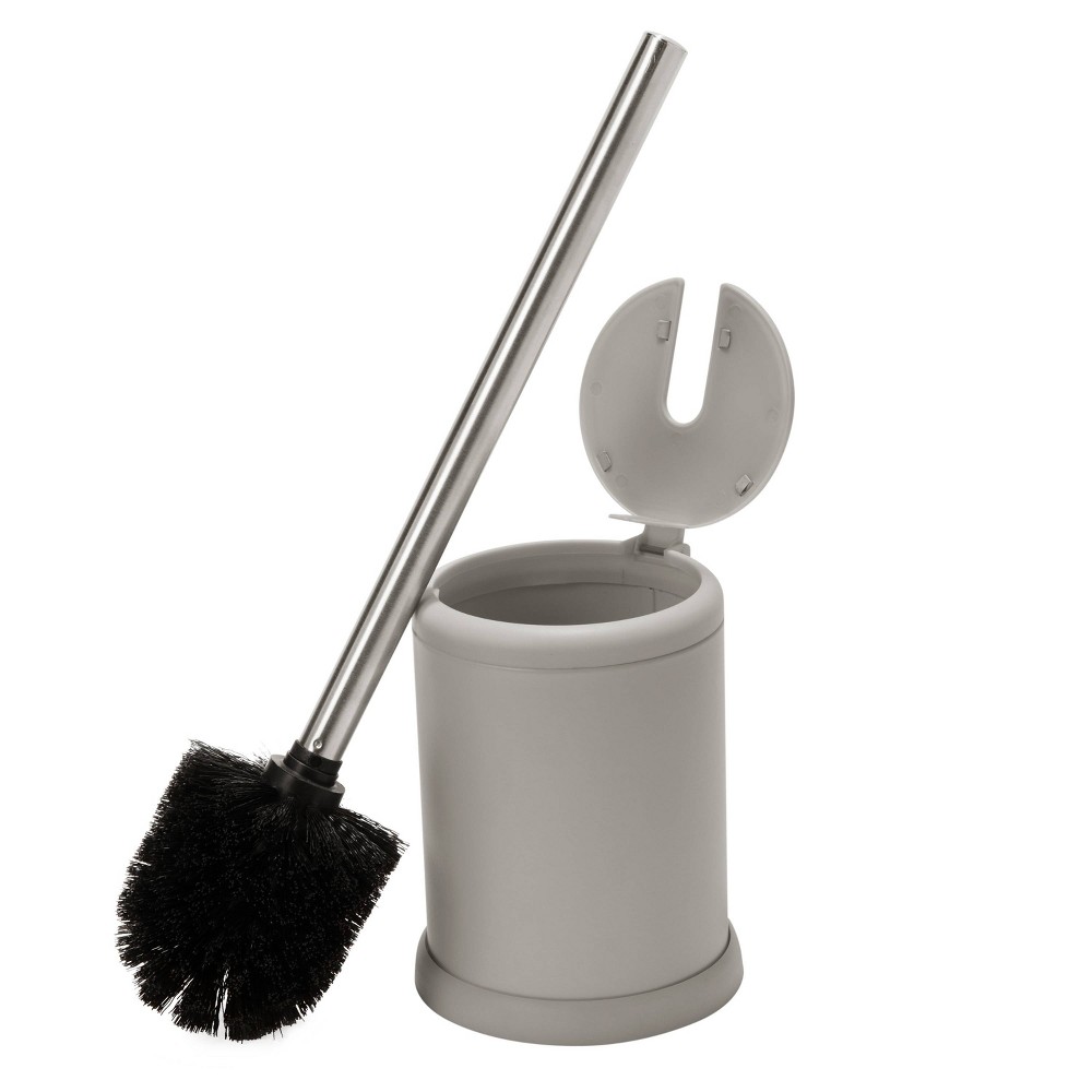Photos - Toilet Brush  with Closing Lid Gray - Bath Bliss