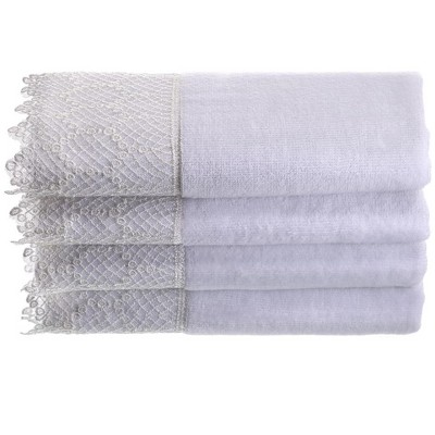 Creative Scents White Lace Towels - Set of 4