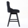 PAGED Bar Stools Set of 2 Modern Swivel Velvet Barstools with Button Tufted Back and Wooden Legs for Bar, Kitchen - 2 of 4