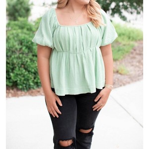 Women's Puff Pleats Top - Vanilla Monkey - 1 of 2