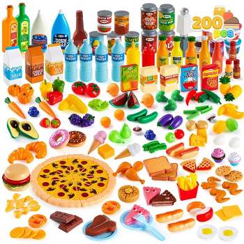 JOYIN 200 Pieces Kids Play Food Deluxe Pretend Food Set Play, Toy Food Play Kitchen Accessories Toddler Birthday Gift, Party Toys