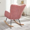 TopComfy Accent Chairs Soft Chair Glider Chair Tufted Upholstered Teddy Fabric Rocking Chair Accent Chair for Living Room, Pink, 28.5"*27.2"*11.5" - 3 of 4