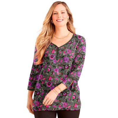 Catherines Women's Plus Size Liz&Me Henley Top