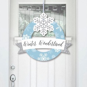 Big Dot of Happiness Winter Wonderland - Outdoor Snowflake Holiday Party and Winter Wedding Decor - Front Door Wreath - 1 of 4