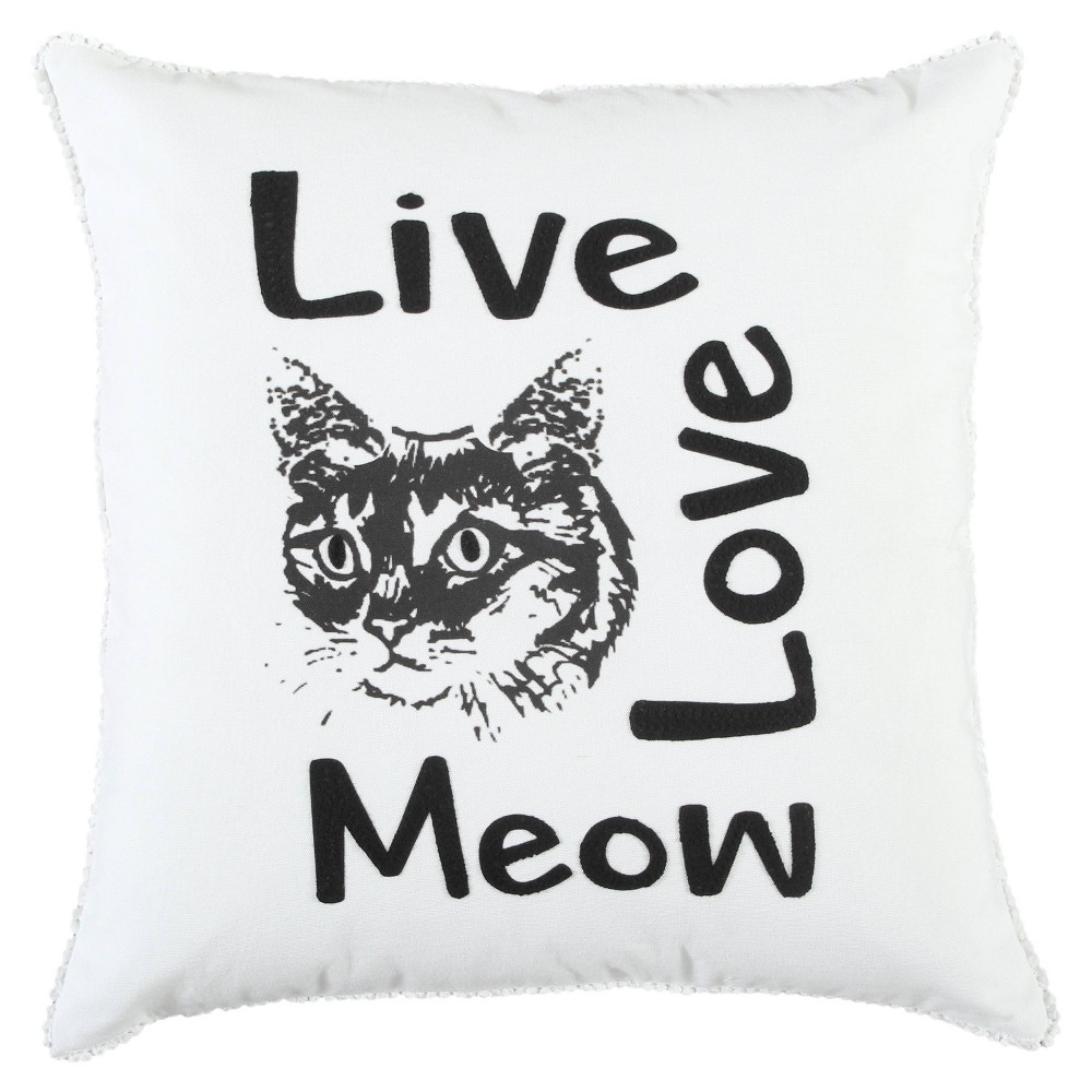 Photos - Pillow 20"x20" Oversize 'Live Love Meow' Poly Filled Square Throw  - Rizzy