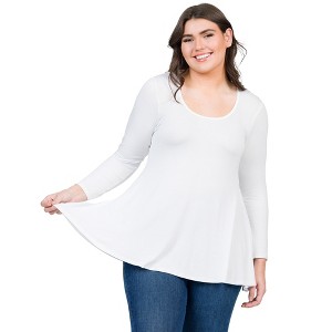 Plus Poised Long Sleeve Swing Tunic Top - 24seven Comfort Apparel™ - 1 of 4