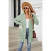 Women's Ribbed Knit Cardigan - Long Sleeve Open Front Pocket Sweater for Casual & Loungewear - 2 of 4