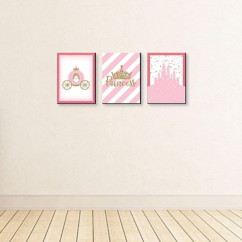 Big Dot of Happiness Little Princess Crown - Castle Nursery Wall Art and Kids Room Decorations - Gift Ideas - 7.5 x 10 inches - Set of 3 Prints, 3 of 8
