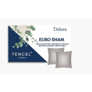 Delara 100% Eucalyptus Lyocell Tencel Euro Sham Pack of 2 (26" X26), Natural Cooling, Soft, Silky, Temperature Balancing, Smooth & Breathable - 1 of 4