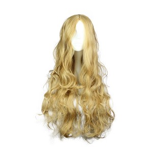 Unique Bargains Women's Curly Wigs Lady 31" Gold Tone with Wig Cap - 1 of 4