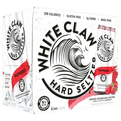 White Claw Raspberry Hard Seltzer - 6pk/12 fl oz Slim Cans