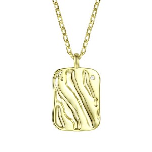 14K gold plated necklace featuring a sleek and stylish square pendant for a modern and elegant look - 1 of 3