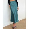 Women's 2025 Satin Midi Skirt - Elegant High Waist A-Line for Cocktail & Wedding Events Lake Blue - 3 of 4