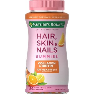 Nature's Bounty Optimal Solutions Hair, Skin & Nail Gummies with Biotin & Collagen - Orange - 80ct - 1 of 4