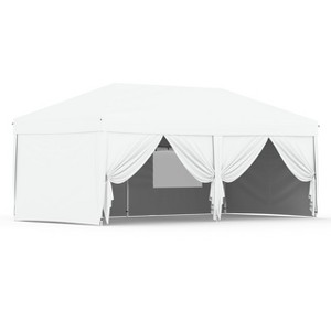 10x20 FT Pop Up Canopy with 6 Sidewalls, Outdoor Instant Tent with Wheeled Carry Bag, Beach Tent with One Push Setup, Portable Gazebo Shelter - 1 of 4