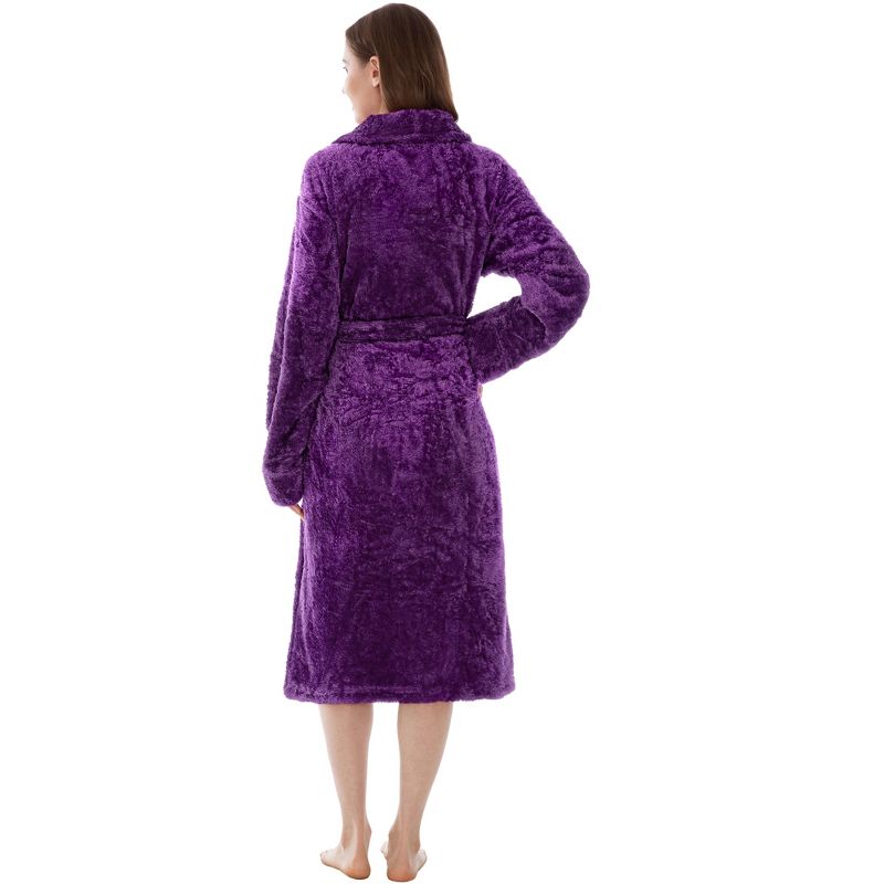 PAVILIA Premium Womens Plush Soft Robe Fluffy Warm, Fleece Faux Shearling Shaggy Bathrobe, 2 of 9