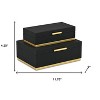 HomeRoots Set of Two Black And Gold Striped Nesting Storage Boxes With Lids - 3 of 4