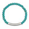 Chisel Stainless Steel Polished ID Plate 6mm Reconstructed Turquoise Beaded Stretch Bracelet - 3 of 4
