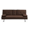 TIRAMISUBEST Modern Sofa Bed with Armrest Two Holders, PVC Upholstery, Wood Frame, Stainless Steel Legs - 3 of 4